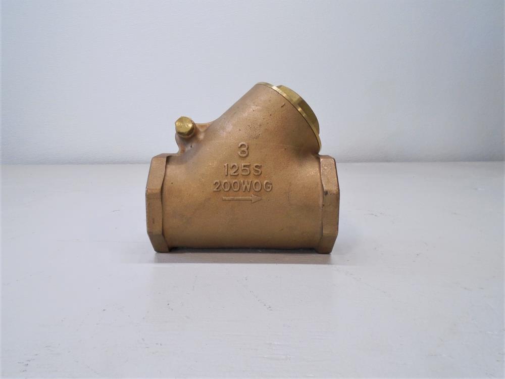 Kitz 3" NPT Y-Pattern Swing Check Valve, Bronze, 125S, 200 WOG